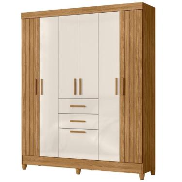 Imagem de Guarda Roupa Casal 7p 165 Cm Malta Freijo Off White Friso Moval Freijo