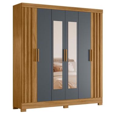 Imagem de Guarda Roupa Casal Espelho 6 Portas 195 Cm Valenca Freijo Cinza Moval