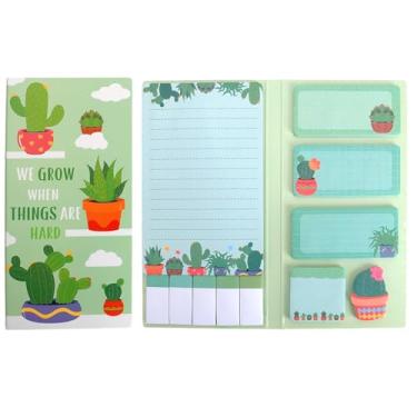 Imagem de QPIXVB Post It Notes, notas adesivas, 440 folhas, presentes de cacto, material de escritório, blocos autoadesivos fofos em forma de cacto, material de volta às aulas, blocos de notas para escrever