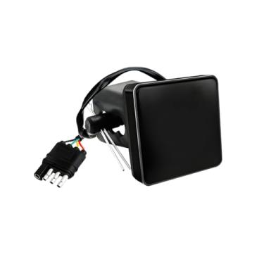 Imagem de NYTKL Capa de engate de reboque de luz de freio de 15 LEDs, lente defumada, luz traseira de freio quadrada com pino adaptador de reboque, acessórios de iluminação de engate de reboque de LED super