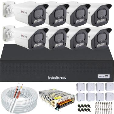 Imagem de Kit 8 Câmeras Full Color C/Áudio Dvr Intelbras 8 canais S/HD