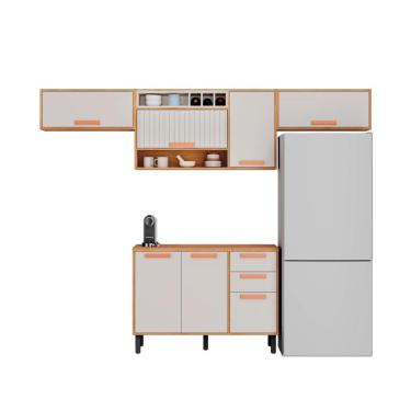 Imagem de Cozinha Compacta em MDP Itatiaia Nápoles Off White e Cinamomo 280cm