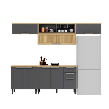 Imagem de Armário de Cozinha Completa 280cm New Porto Grafite Madeira Itatiaia