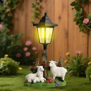 Imagem de Estátuas de decoração de jardim solar ao ar livre família rã fazenda rã com luz, decorações ao ar livre esculturas para pátio quintal gramado passarela ornamentos liquidação presentes para mãe avó