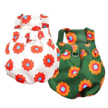 Imagem de JAAQUCD 2 peças de vestidos florais para cães pequenos, roupas refrescantes para cães pequenos, roupas de verão para animais de estimação para animais de estimação, poodle da Pomerânia, chihuahua