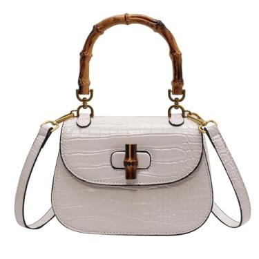 Imagem de Bolsa feminina pequena tiracolo feminina com fivela dourada bolsa de couro com design moderno, Branco, 0.6 x 0.4 x 1.2 inches