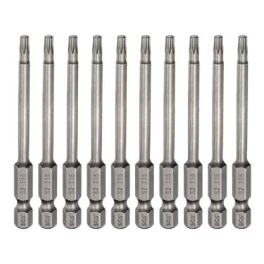 Imagem de HARFINGTON 10 peças de chave de fenda Torx T15, haste sextavada, 75 mm, ponta magnética, sem furo, à prova de adulteração, 6 pontas, estrela de 6 pontas, chaves de fenda industriais de aço S2