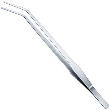 Imagem de Pinças de aquário curvadas OIIKI de 38 cm, pinças de pinças de aço inoxidável polidas com pontas serrilhadas de precisão para jardim, cozinha, interior e exterior