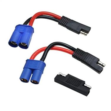 Imagem de Auttoop 2 peças 10AWG EC8 para SAE, EC8 fêmea/macho para conector SAE fio de cabo de alimentação com adaptador reverso de polaridade SAE para carro ESC RC Motor partida de emergência painel solar
