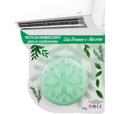 Imagem de Pastilha Bactericida Aromatizante para Ar Condicionado – Chá Branco e Alecrim (25g) Higienizadora Ação neutralizadora de odores Aroma contínuo