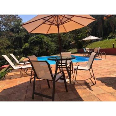 Imagem de Jogo Conjunto De Mesa Com 4 Cadeiras Aluminio + Guarda Sol - Sarah Móv