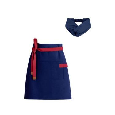 Imagem de Avental Cintura Faixa de Cabelo Azul Marinho Vermelho Cafe - CASACHA