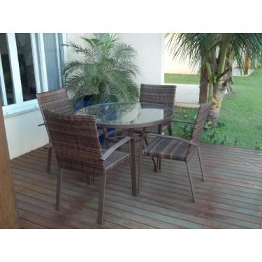 Imagem de Conjunto De Mesas 4 Cadeiras Fibra Para Jardim Sala Varanda - Sarah Mó