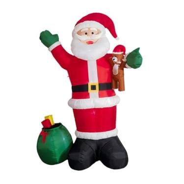 Imagem de oshhni Papai Noel inflável iluminado para decoração de Natal, decoração inflável para jardim, shopping e áreas externas.