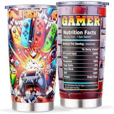 Imagem de Amutta Canecas de jogos, copo para homens, meninos, presentes - copo gamer para meninos e homens, copo gamer, presentes de aniversário, Natal, meninos adolescentes - 590 ml, acessórios de controle de