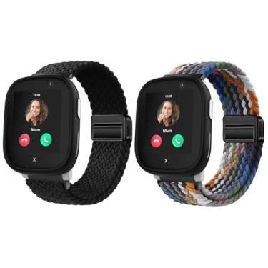 Imagem de Harikiri Pacote com 2 pulseiras magnéticas de tecido compatíveis com Xplora X6/X6 Pro/Anio 6, respirável, ajustável, multicolorido, 12 cm–22 cm, Amazonita