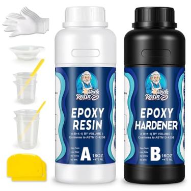 Imagem de UncleResin Kit de resina epóxi de 947 ml – Proporção de 1:1, autonivelante, resina cristalina com acabamento antiamarelamento e sem bolhas para projetos de arte, porta-copos, joias e artesanato DIY