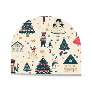 Imagem de Blueangle Porta-guardanapos de personagens de quebra-nozes de Natal, porta-guardanapos verticais à prova de vento para cozinha, decoração de Halloween para casa, dispensador de lenços acrílicos para