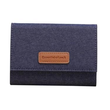 Imagem de Bothyi Bolsa organizadora para óleos essenciais, ideal para frascos roll-on, compacta e portátil, em tecido jeans. Perfeita para viagens e armazenamento.