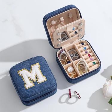 Imagem de Organizador de joias de viagem para mulheres, pequenas caixas de joias com inicial espelhada, colares, anéis, brincos, colar, armazenamento, personalizado, Natal, aniversário, presentes para ela