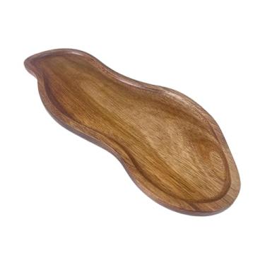 Imagem de SiaBiced Bandeja de madeira para servir, prato de madeira para servir alimentos, travessa para queijo e café, Amendoim Grande