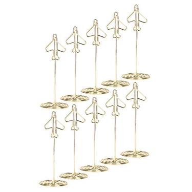 Imagem de Zerodis Suporte Decorativo de Cartão de Visita de Avião Com Fio de Ferro Com Base, Conjunto de 10 Peças, Clipe de Memorando para Decoração de Mesa de Festa de Casamento