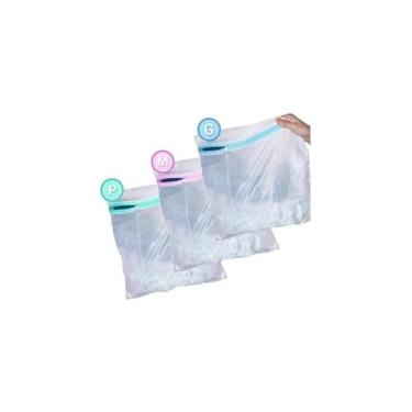Imagem de Saco para Lavar Roupas Delicadas, Poliéster, 34x48cm, Proteção para Lingerie e Peças Íntimas