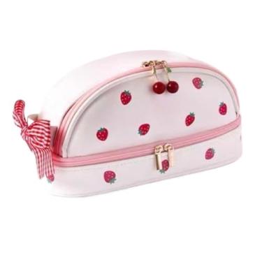 Imagem de Estojos com compartimentos，Estojos de grande capacidade，Estojo De Lápis Dupla Camada De Grande Capacidade(Rosa)