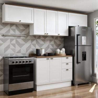 Imagem de Cozinha Modulada 4 Peças 100% Mdf Americana com Tampo e Rodapé Ilumina