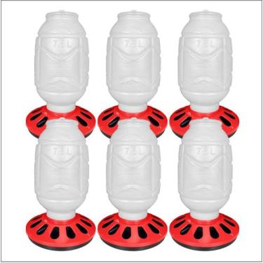 Imagem de Kit 6 Comedouro 5kg 12 Furos Galinheiro Galinhas Pintinho Aves - AVIPE
