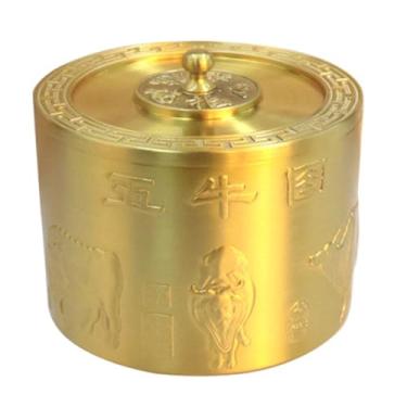 Imagem de YXCQHZM Recipiente de lembrança de urna funerária de latão - Urna memorial para animais de estimação - Mini urna memorial de latão para cães e gatos