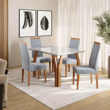 Imagem de Conjunto Sala de Jantar Mesa Atlas 120cm Tampo Vidro com 4 Cadeiras Atlas Madetal