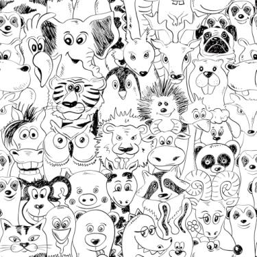 Imagem de Wallink Papel de parede de cachorro descasque e cole papel de parede preto e branco moderno à prova d'água desenho animado animal papel de contato 43 cm × 601 cm papel de parede autoadesivo descasque