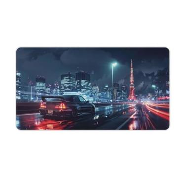 Imagem de FoRes JDM Tapetes de mouse grandes para jogos Tokyo Night Lancer JDM Tapete de mesa para carro, base de borracha antiderrapante, acessórios de computador, suprimentos para escritório, casa, 40 x 75 cm