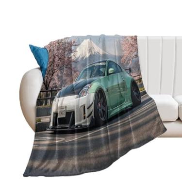 Imagem de HouLaiZhe Cobertor Super Macio Flanela JDM Carro 350z Montagem Fuji Flores de Cerejeira Cobertores de Refrigeração Leve para Sofá-Cama Cadeira Sofá Carro Viagem ao Ar Livre Leve Quente 101,6 cm x