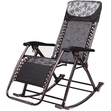 Imagem de YYBOES Espreguiçadeira dobrável portátil cadeira reclinável espreguiçadeira ajustável para jardim praia piscina com suporte de travesseiro 200 kg sem almofadas