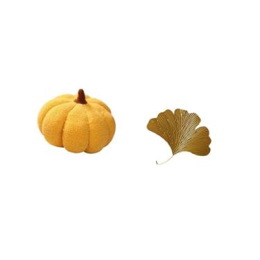 Imagem de Fenteer Almofadas de Abóbora de Halloween, Almofadas de Pelúcia Recheadas para Sofá, para Decoração de Quarto, E Escultura Abstrata de Folhas de Ginkgo em Fer