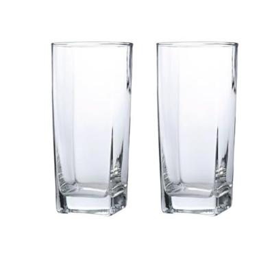 Imagem de Conjunto De Copos De Vidro Quadrados 320 Ml, Adequados Para áGua E Sumo(2,TRANSPARENTE)