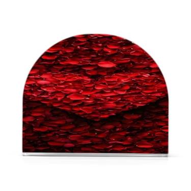 Imagem de Qilmy Porta-guardanapos rosa corações vermelhos dia dos namorados para mesas - porta-guardanapos para cozinha, porta-guardanapos de mesa, porta-guardanapos de coquetel, porta-guardanapos moderno