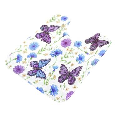 Imagem de Burbuja Tapete de banheiro Butterfles, tapete de banho absorvente de pelúcia macio, base antiderrapante para piso de banheiro, oval em forma de U