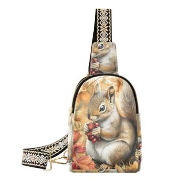 Imagem de CEBUGI Bolsa tiracolo feminina pequena de couro esquilo pochete para caminhadas, viagens ao ar livre