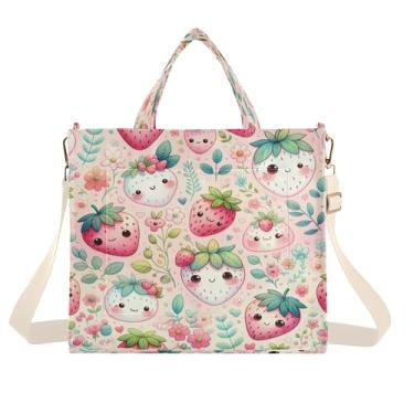 Imagem de Burbuja Linda sacola feminina de morangos, bolsa tiracolo de veludo cotelê, bolsa tiracolo para compras, trabalho, viagem, P, B157, Small