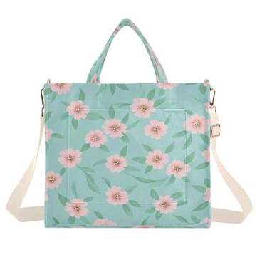 Imagem de Burbuja Sacola feminina de flores cor-de-rosa, bolsa tiracolo de veludo cotelê, bolsa transversal para compras, trabalho, viagem, P, B251, Small