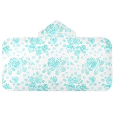 Imagem de Burbuja Toalha de banho com capuz de laço rosa para crianças, toalha de praia de pelúcia macia absorvente para chá de meninas e meninos 3-10 anos, 61 x 127 cm