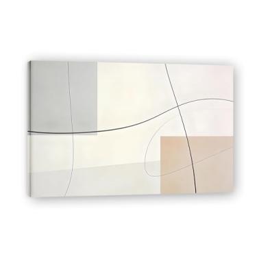 Imagem de Composição minimalista Arte em tela minimalista: Serenidade tons neutros grande área em branco para decoração de espaço calmo 19 x 30 cm emoldurada