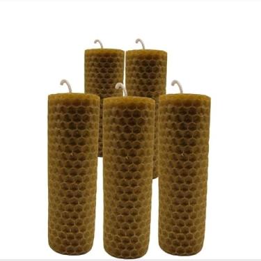 Imagem de Conjunto de velas artesanais de cera de abelha (5 peças) 3x10 cm, velas decorativas, velas perfumadas, presente natural
