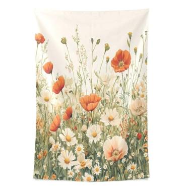 Imagem de STAYTOP Tapeçaria vintage lindas flores silvestres tapeçarias para decoração de casa decoração de dormitório sala de estar quarto tapete de parede (60×40in)