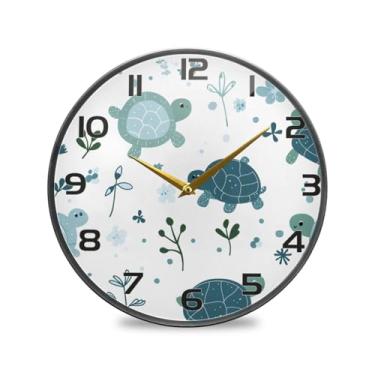 Imagem de YETTASBIN Relógio de parede acrílico tartarugas marinhas – Silencioso, sem tique-taque, operado por bateria, relógio redondo decorativo criativo para cozinha, sala de estar, banheiro, decoração de