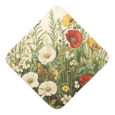 Imagem de STAYTOP Lindas toalhas de bebê com capuz de musselina de flores silvestres, toalha de banho super macia, toalhas de banho absorventes para banho recém-nascido unissex 89 x 89 cm