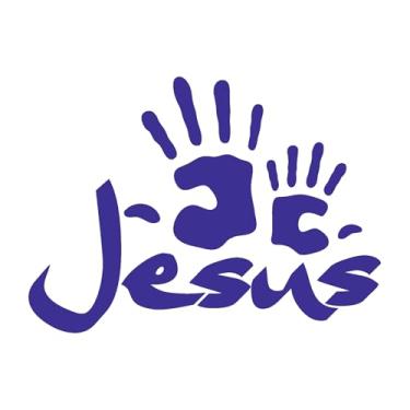 Imagem de Adesivo Mãos de Jesus Cristo religioso Cristão Evangélico para parede, carro, notebook e outros (AZUL MARINHO, 39,5x28,7cm)